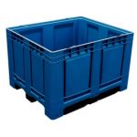 Palettenbox Big Box 680 l, B 1200 x T 1000 x H 790 mm, geschlossen, blau, 3 Kufen