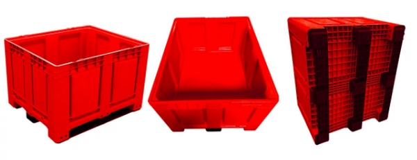 Palettenbox Big Box 680 l, B 1200 x T 1000 x H 790 mm, lebensmittelecht geschlossen, mit 3 Kufen, rot.