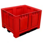 Palettenbox Big Box 680 l, B 1200 x T 1000 x H 790 mm, lebensmittelecht geschlossen, mit 3 Kufen, rot.