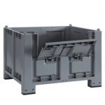 Palettenbox mit Kommissionierklappe und 4 Füßen, lebensmittelecht, LxBxH 1200x800x850 mm