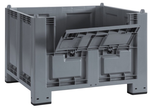 Palettenbox mit Kommissionierklappe und 4 Füßen, lebensmittelecht, LxBxH 1200x800x850 mm