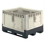 Palettenbox mit Kufen, klappbar, 720 Liter, L 1200 x B 1000 x H 805 mm, lebensmittelecht.