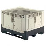 Palettenbox mit Kufen, klappbar, 905 Liter, L 1200 x B 1000 x H 978 mm, lebensmittelecht.