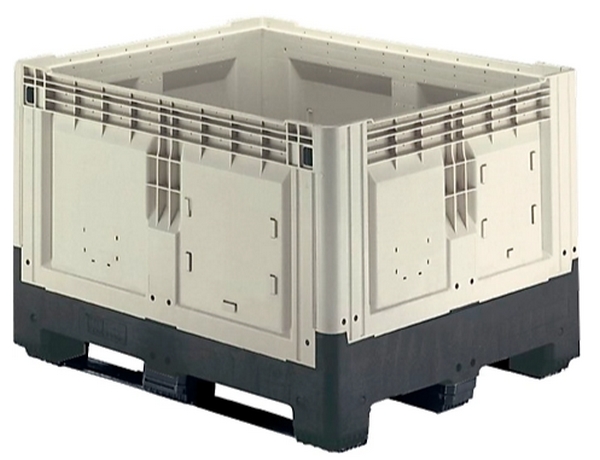 Palettenbox mit Kufen, klappbar, 905 Liter, L 1200 x B 1000 x H 978 mm, lebensmittelecht.