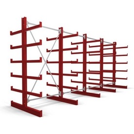 Kragarmregal doppelseitig, 5 Ebenen BxHxT 5200x2000x500/1150 mm feuerrot – ab 1586,98 €