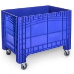 Transport-und Stapelbehälter Noah, Volumen 535 l, Traglast bis 300 kg, B 1200 x T 800 x H 950 mm, lebensmittelechtes Polyethylen, Lenk- & Bockrollen, blau.