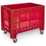 Transport-und Stapelbehälter Noah, Volumen 535 l, Traglast bis 300 kg, B 1200 x T 800 x H 950 mm, lebensmittelechtes Polyethylen, Lenk- & Bockrollen, rot.