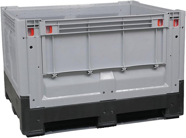 kaiserkraft Palettenbehälter, faltbar, HDPE lebensmittelecht, LxBxH 1200 x 1000 x 800 mm, 3 Kufen