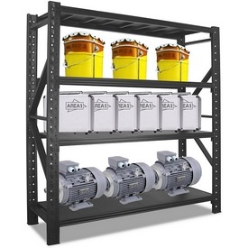 Stahl Schwerlastregal 200x200x50cm (HxLxB), 4 Böden, Industriequalität, schwarz – ab 214,99 €