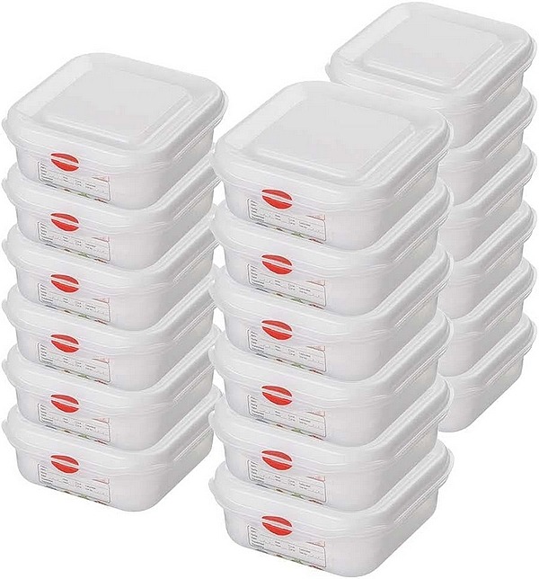 BRB Spar-Angebot: 18x GN-Vorratsdose / Frischhaltebox mit Deckel, LxBxH 176x162x65 mm, 1,1 Liter, GN1/6, Gastroqualität.