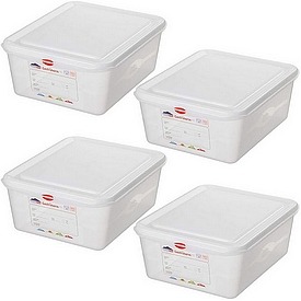 4x Lebensmittelbehälter mit Deckel, GN1/1, 530x325x150 mm, 21 Liter – ab 71,- €