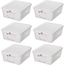 6x Lebensmittelbehälter GN1/2 mit Deckel,LxBxH 325x265x150 mm, 10 Liter – ab 67,- €