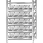 BRB Schüttgutregal 5 Ebenen, 20 Schüttfächer, 3 Fachböden, BxTxH 1590x525x3000 mm, glanzverzinkt.