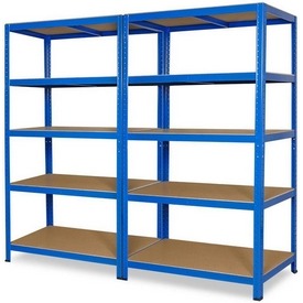Schwerlastregal 2 x 5 Böden, Tragkraft/Boden 265 kg, HxTxB 180x50x180 cm, blau – ab 175,- €