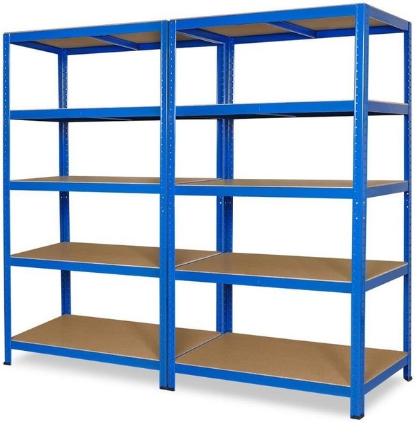 BRB Schwerlastregal, 5 Ebenen / 10 Böden, 265 kg/Boden, BxTxH 180x50x180 cm. Das Regal besteht aus 2 Regalfeldern mit jeweils 5 Böden die auch einzeln aufgestellt werden können.
