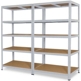 Schwerlastregal 2 x 5 Böden, Tragkraft/Boden 265 kg, HxTxB 180x50x180 cm, verzinkt – ab 175,- €