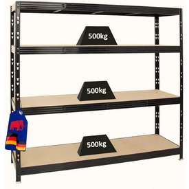 Schwerlastregal HxBxT 180x200x60cm Fachlast 500 kg, 4 Ebenen – ab 259,- €