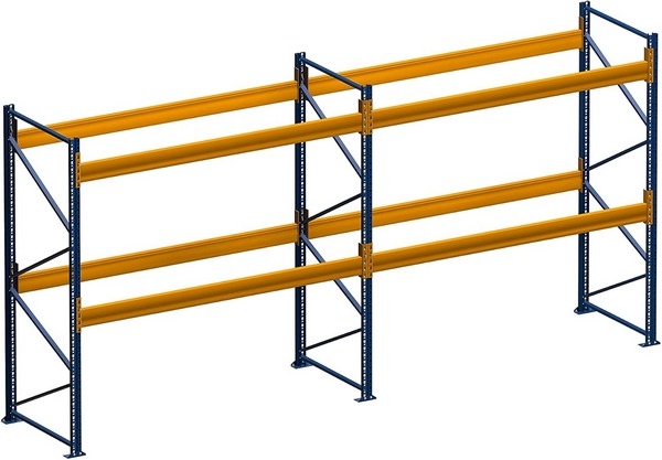 Palettenregal für bis zu 15 Europaletten 4.80 m x 3.00 m (LxH) | 2 Felder,  Fachlast 2050 kg.