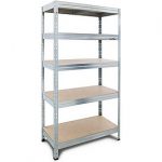 Steinbock Schwerlastregal - HxBxT 180 x 90 x 45 cm - verzinkt - 1.250 kg Tragkraft - Steckregal mit 5 Böden - 250 kg Fachlast - Made in EU - Werkstattregal aus verzinktem Stahl - stabiles Metallregal